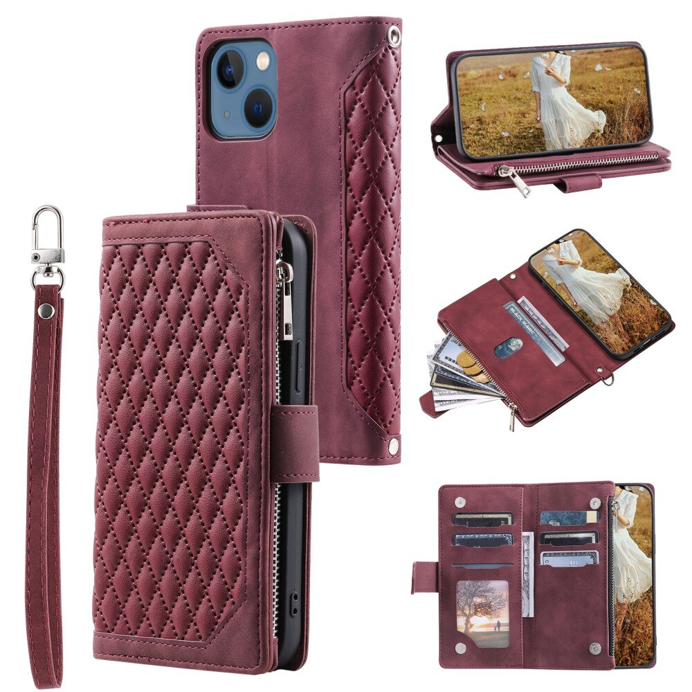 iPhone 15 Plus Portemonnee tas Quilted Wit