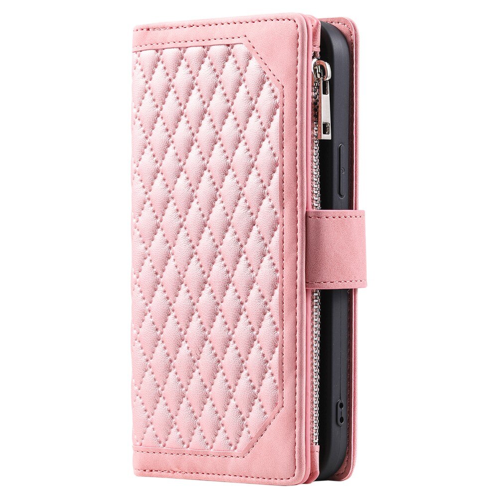iPhone 15 Plus Portemonnee tas Quilted Zwart