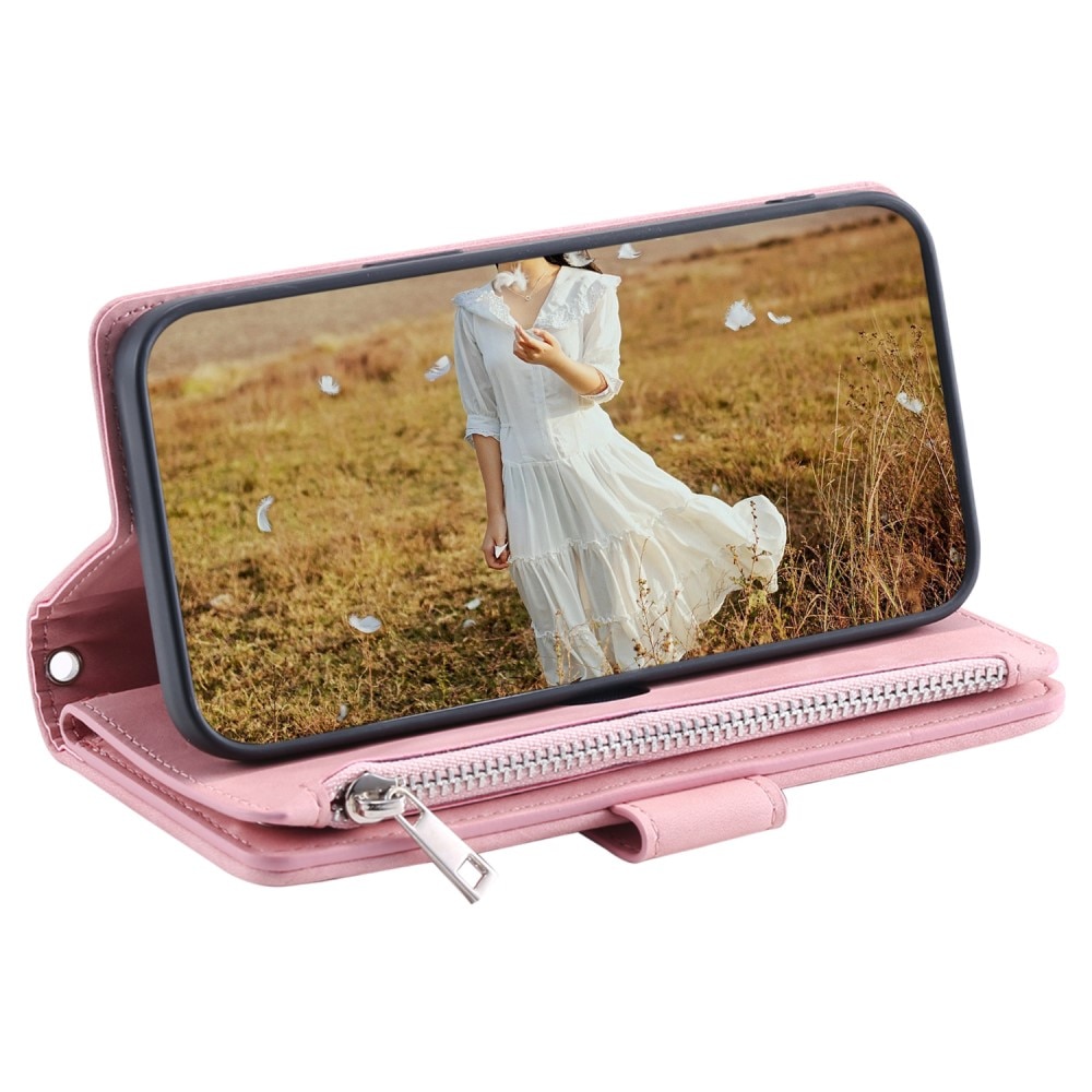 iPhone 15 Plus Portemonnee tas Quilted Zwart