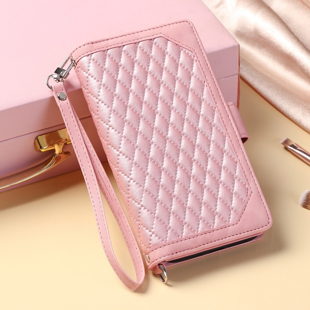 iPhone 15 Plus Portemonnee tas Quilted Zwart