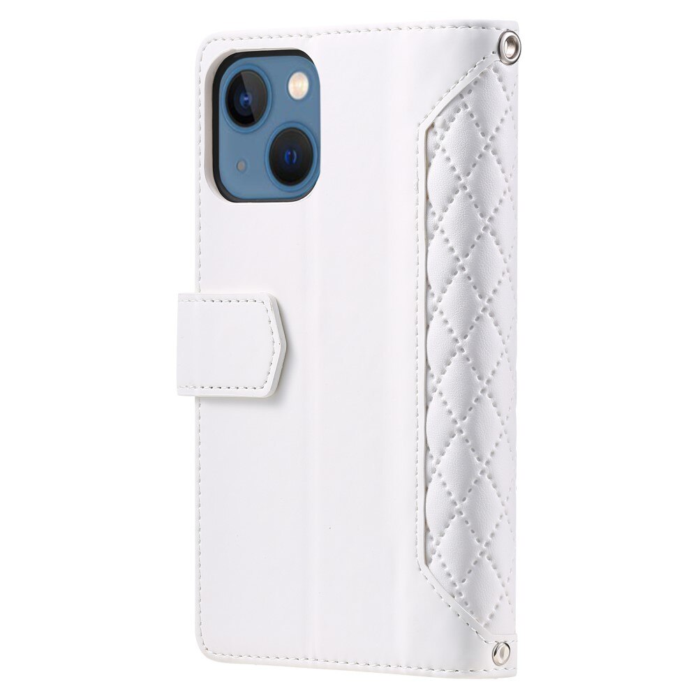 iPhone 15 Plus Portemonnee tas Quilted Wit