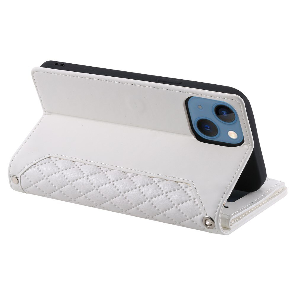 iPhone 15 Plus Portemonnee tas Quilted Wit