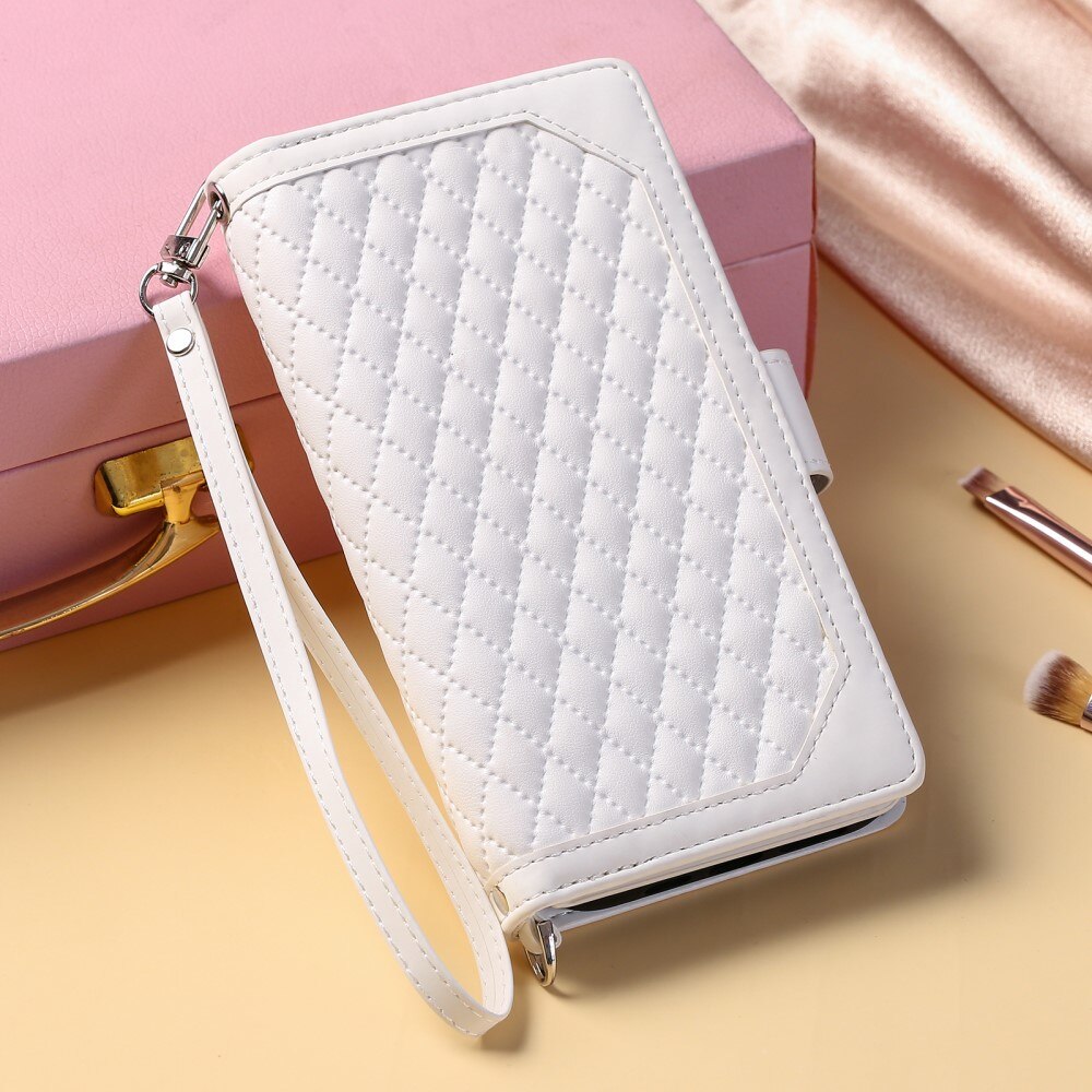 iPhone 15 Plus Portemonnee tas Quilted Wit