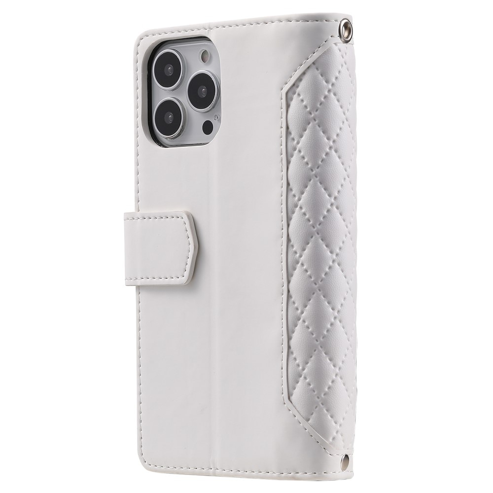 iPhone 15 Pro Portemonnee tas Quilted wit