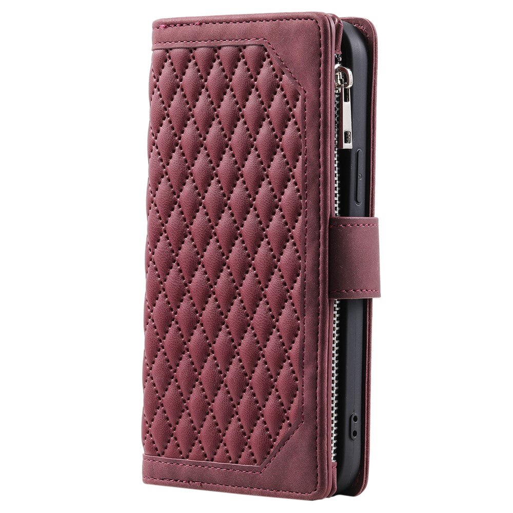 iPhone 15 Pro Max Portemonnee tas Quilted Rood