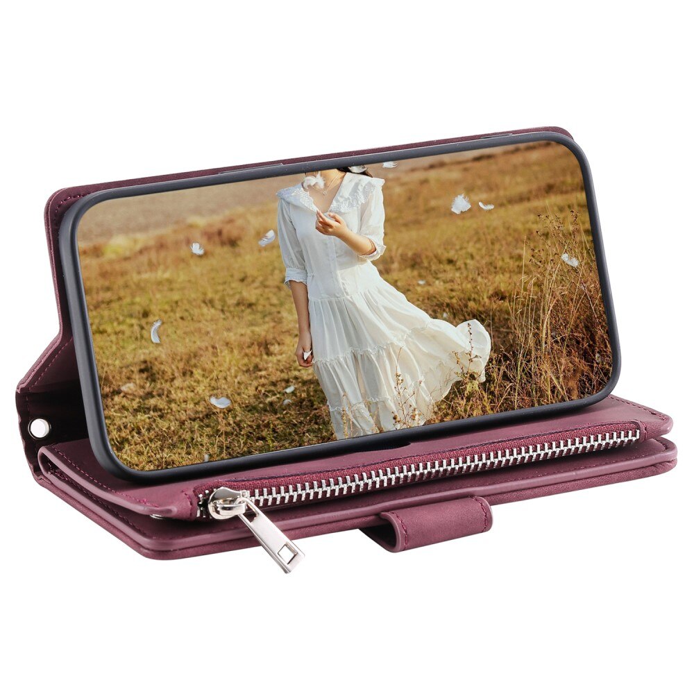 iPhone 15 Pro Max Portemonnee tas Quilted Rood