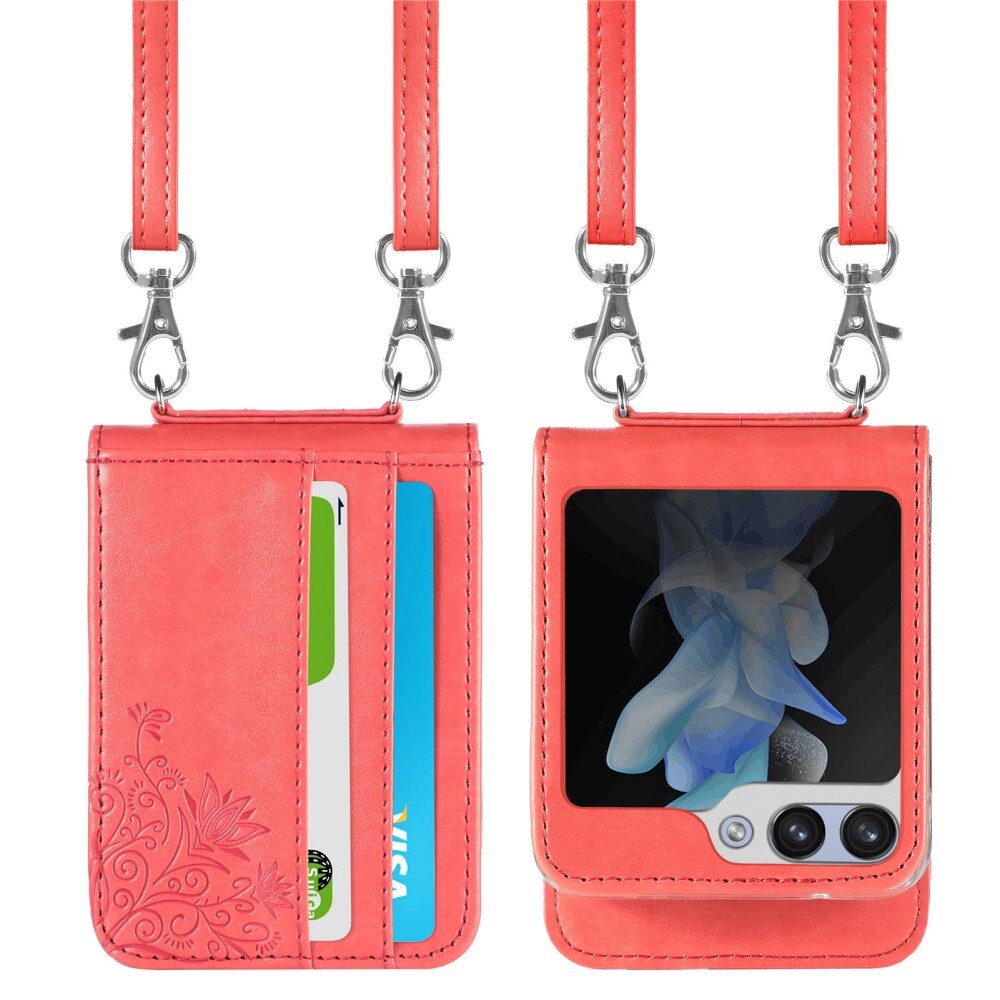 Samsung Galaxy Z Flip 5 Leren vlinderhoesje rood