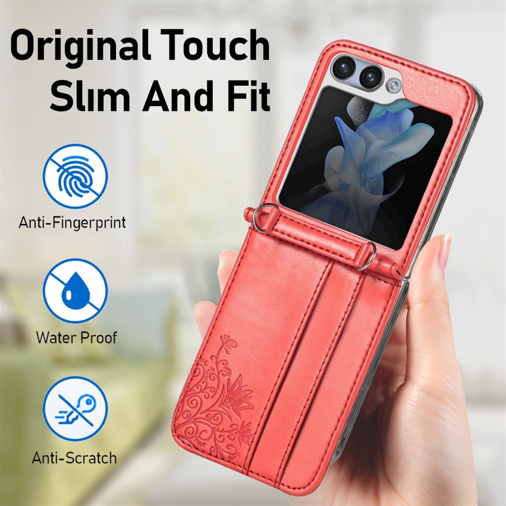 Samsung Galaxy Z Flip 5 Leren vlinderhoesje rood