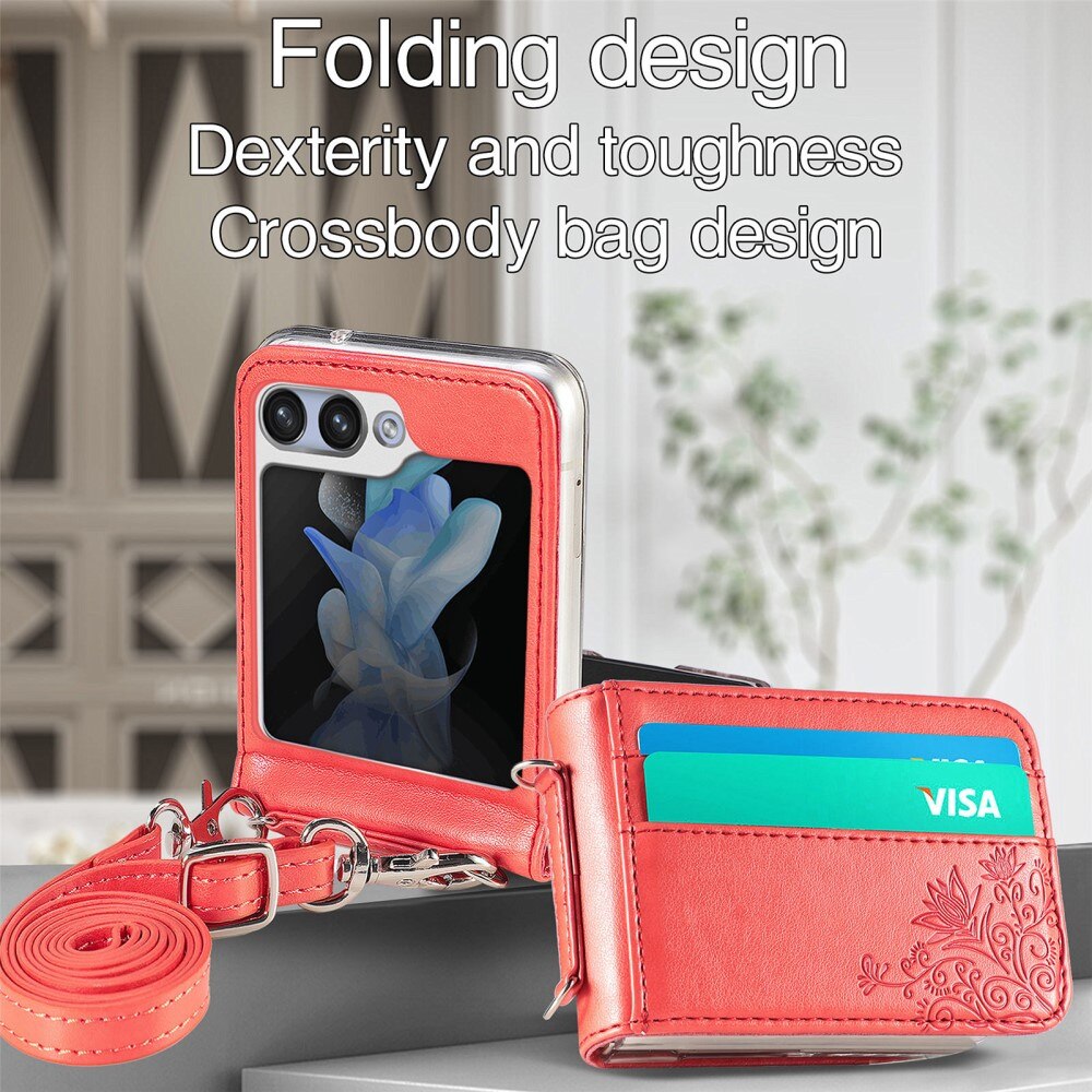 Samsung Galaxy Z Flip 5 Leren vlinderhoesje rood