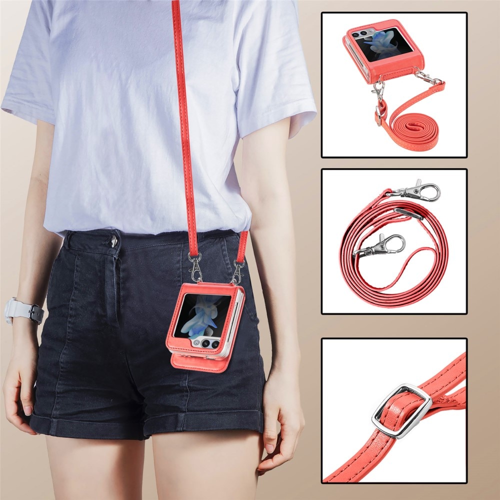 Samsung Galaxy Z Flip 5 Leren vlinderhoesje rood