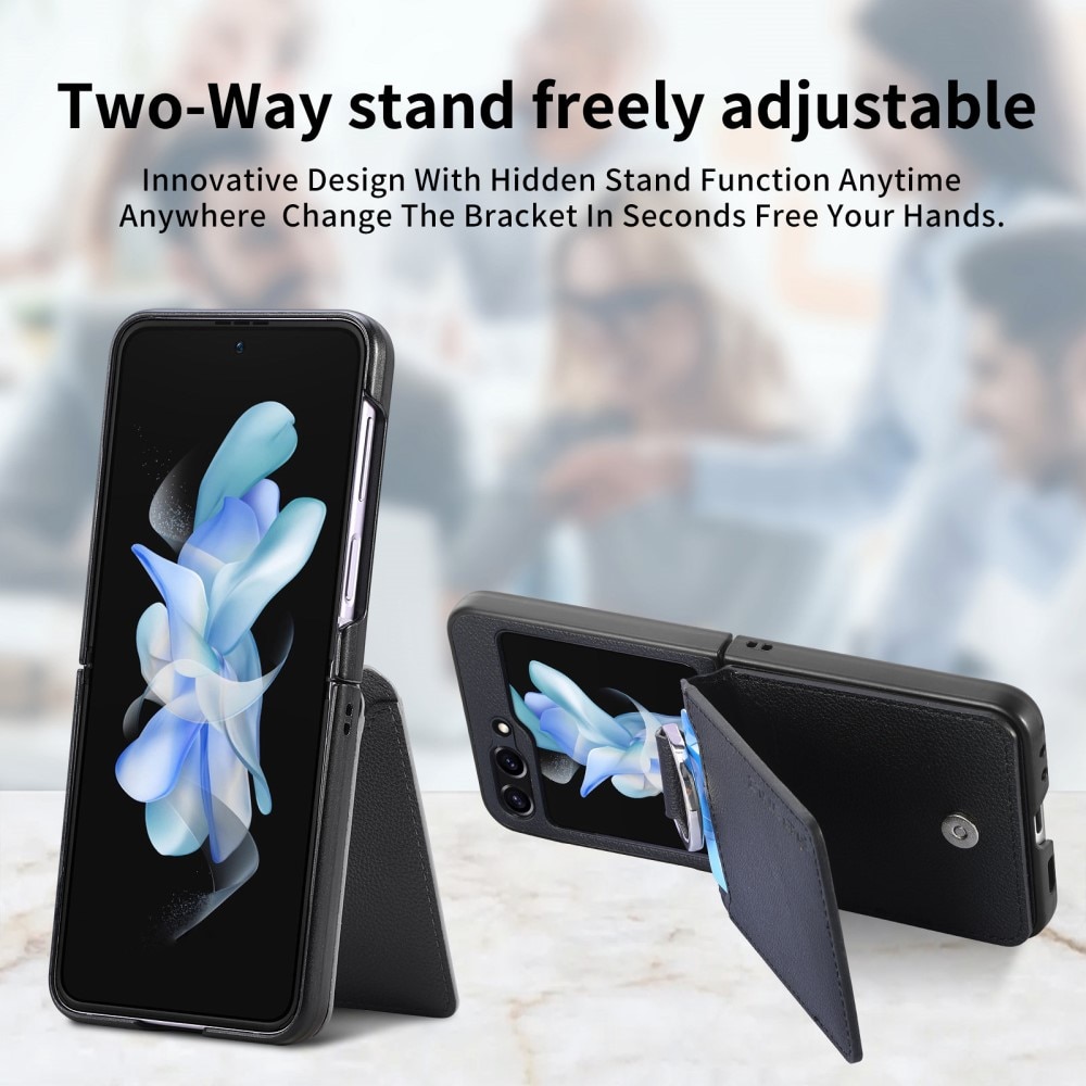 Samsung Galaxy Z Flip 5 Hoesje met Ringhouder + Cardslot, zwart