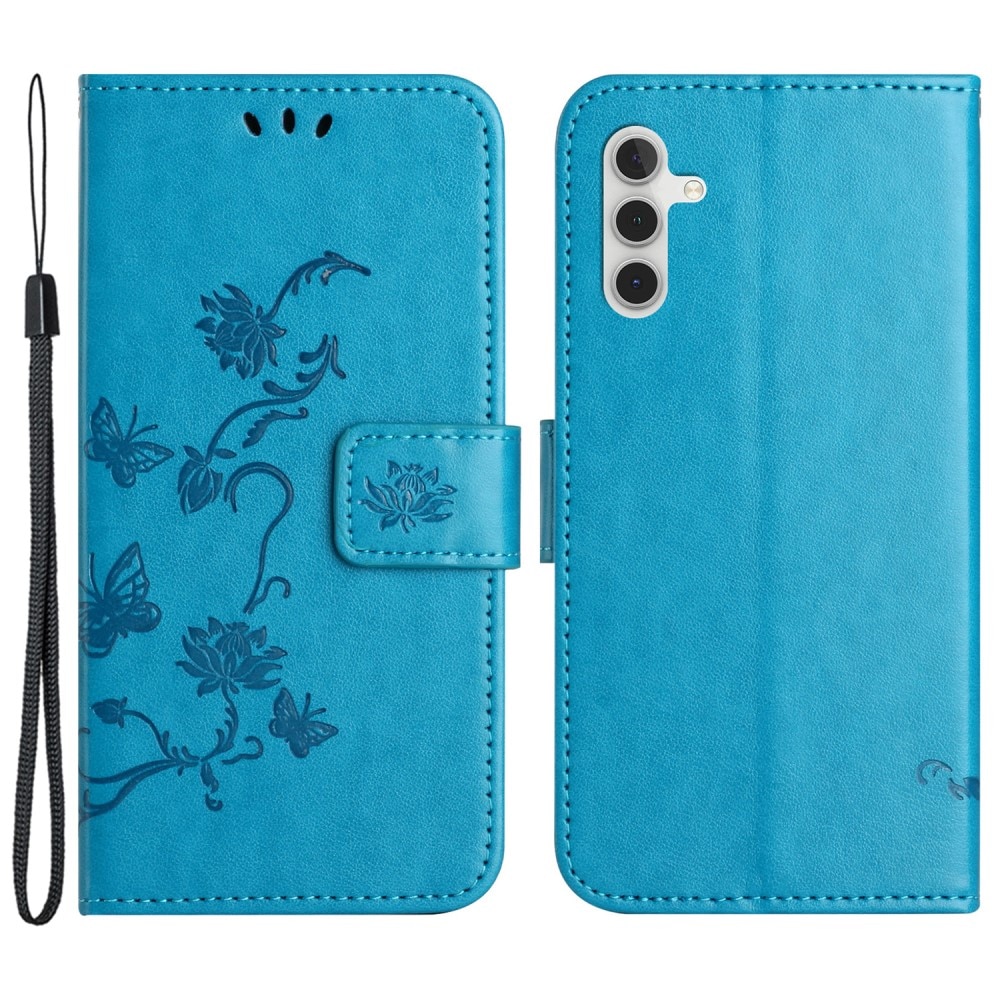Samsung Galaxy S23 FE Leren vlinderhoesje blauw