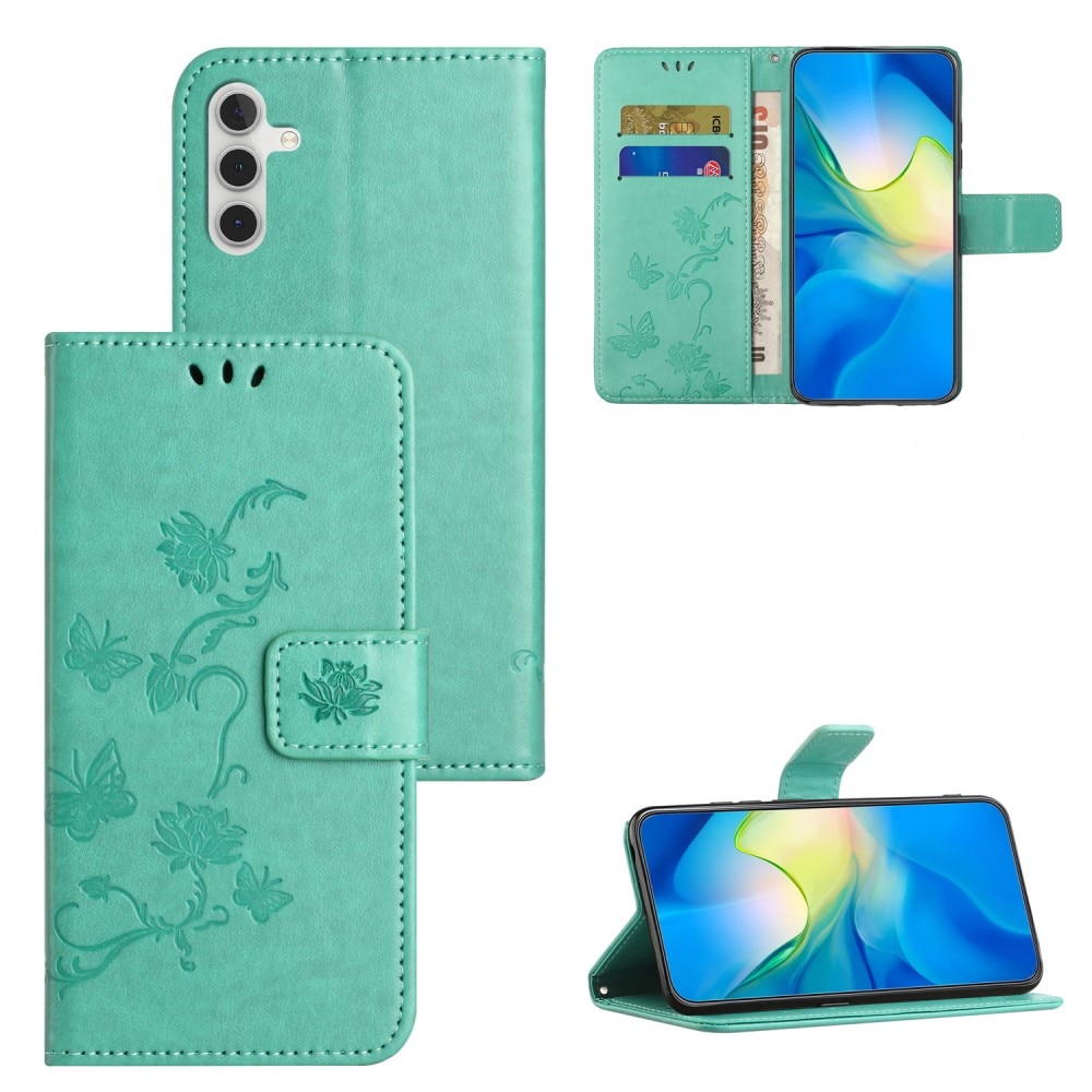 Samsung Galaxy S23 FE Leren vlinderhoesje groen