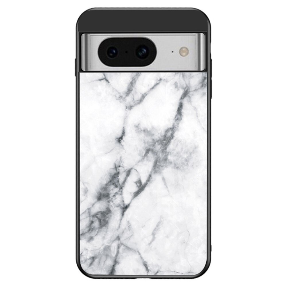 Google Pixel 8 Hoesje Gehard Glas wit marmer