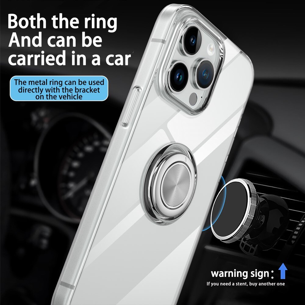 iPhone 15 Plus TPU hoesje Finger Ring Kickstand transparant