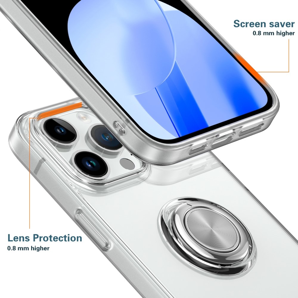 iPhone 15 TPU hoesje Finger Ring Kickstand transparant