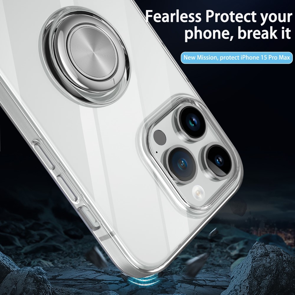 iPhone 15 Pro Max TPU hoesje Finger Ring Kickstand transparant