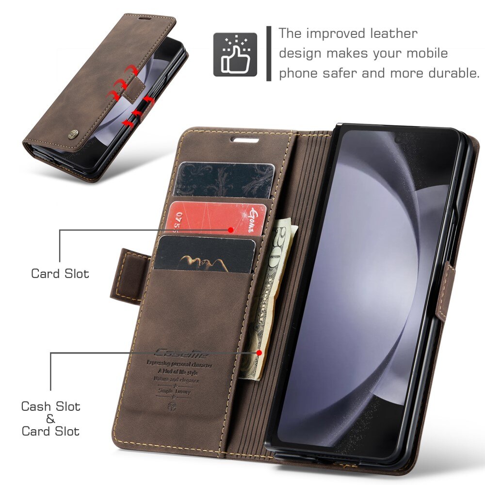 Slim Bookcover hoesje Samsung Galaxy Z Fold 5 bruin