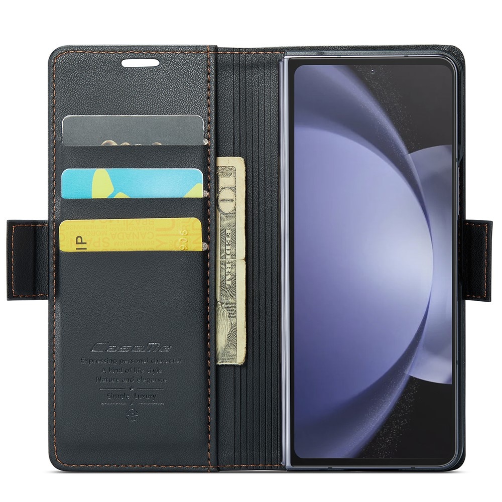 RFID blocking Slim Bookcover hoesje Samsung Galaxy Z Fold 5 zwart