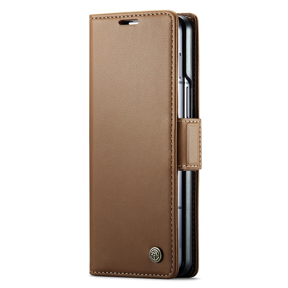 RFID blocking Slim Bookcover hoesje Samsung Galaxy Z Fold 5 bruin