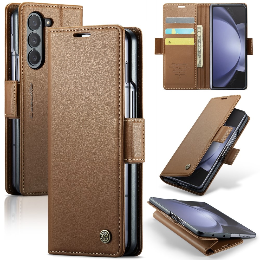 RFID blocking Slim Bookcover hoesje Samsung Galaxy Z Fold 6 bruin