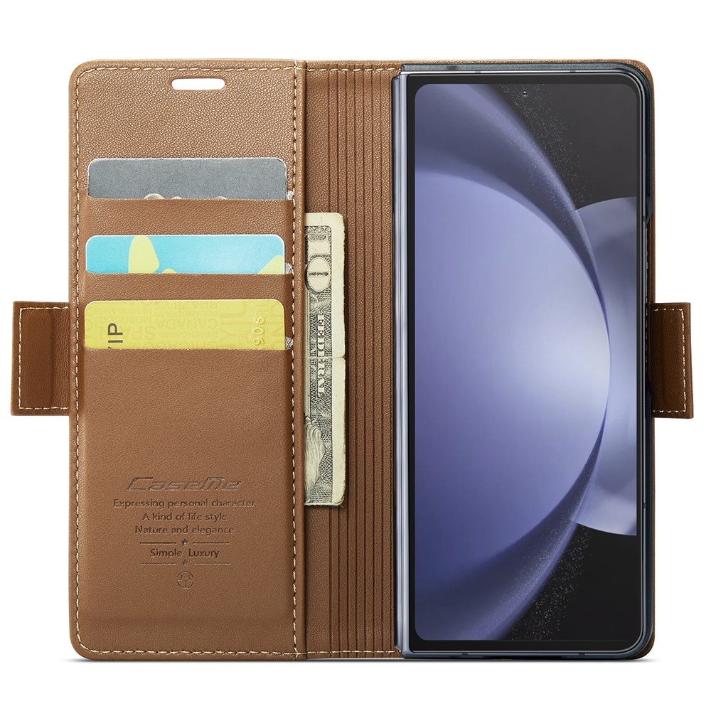 RFID blocking Slim Bookcover hoesje Samsung Galaxy Z Fold 5 bruin