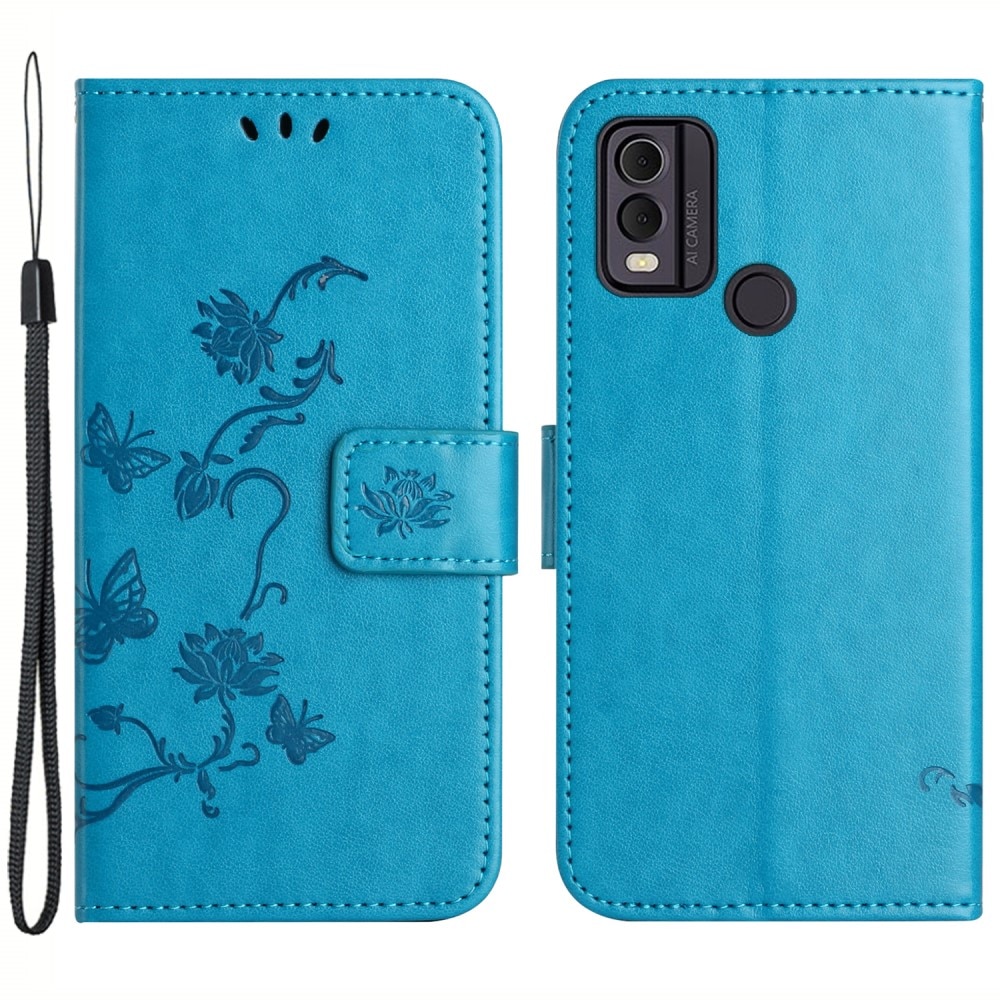 Nokia C22 Leren vlinderhoesje blauw