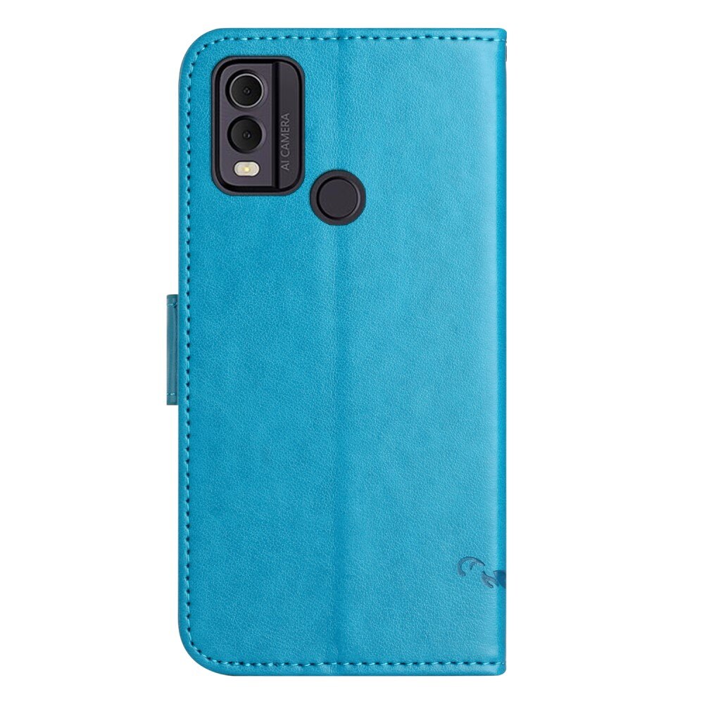 Nokia C32 Leren vlinderhoesje blauw