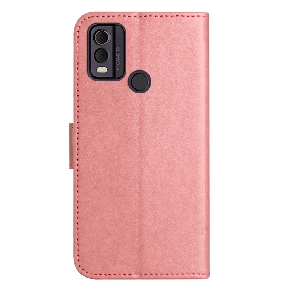 Nokia C22 Leren vlinderhoesje roze