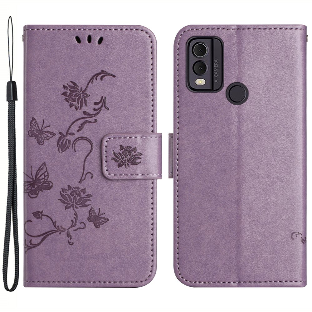  Nokia C32 Leren vlinderhoesje Paars