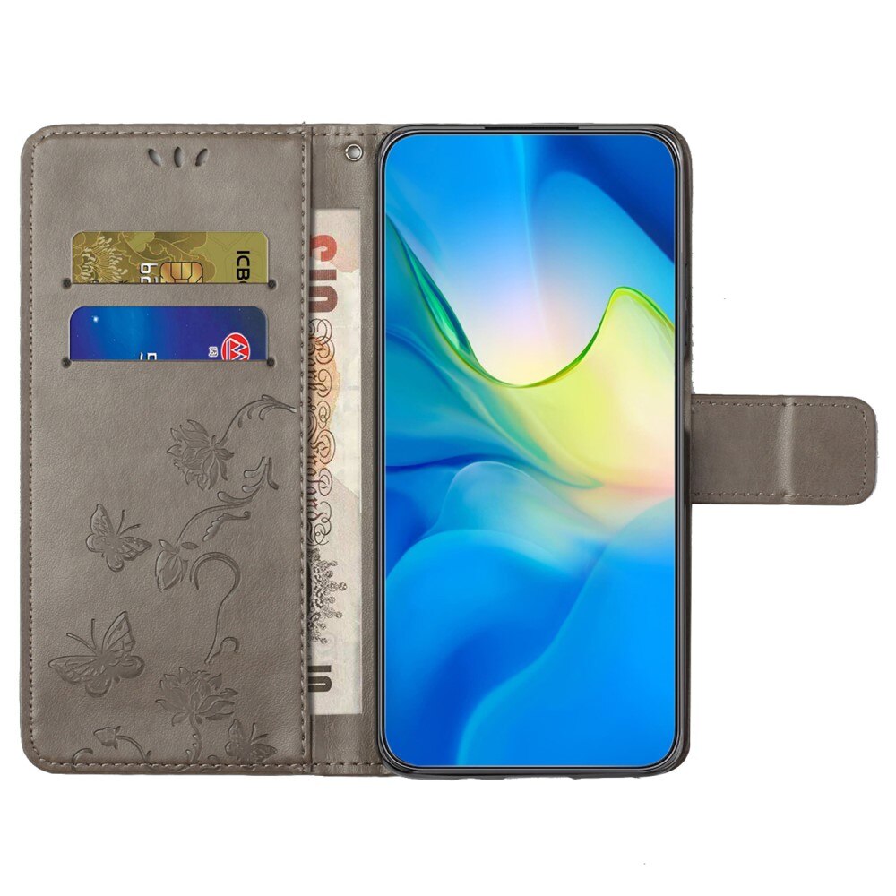  Nokia C32 Leren vlinderhoesje Grijs