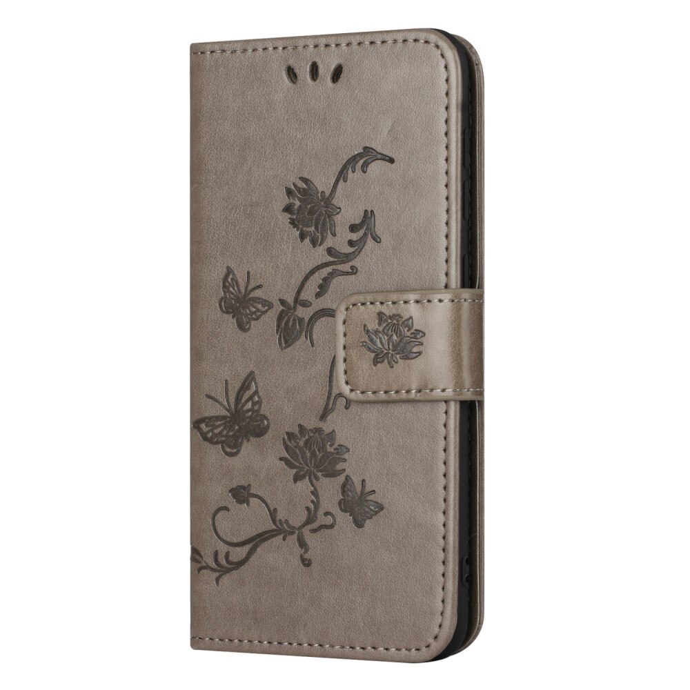  Nokia C32 Leren vlinderhoesje Grijs