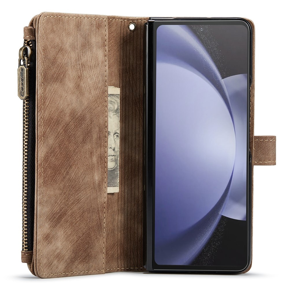 Bookcover hoesje Rits Samsung Galaxy Z Fold 5 bruin