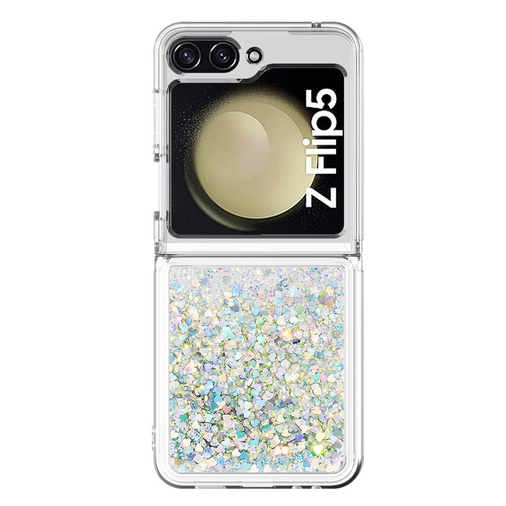 Samsung Galaxy Z Flip 5 Glitter Powder TPU Hoesje zilver