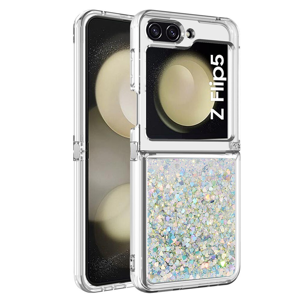 Samsung Galaxy Z Flip 5 Glitter Powder TPU Hoesje zilver