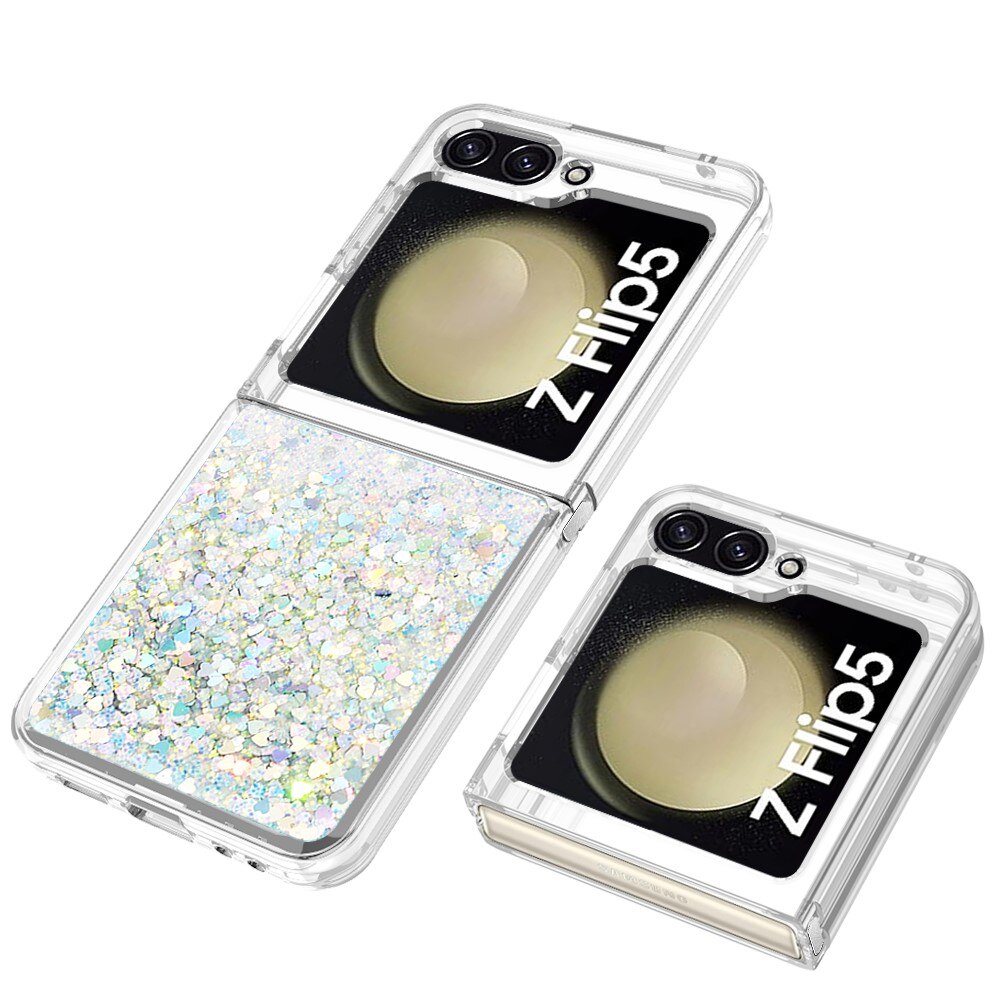 Samsung Galaxy Z Flip 5 Glitter Powder TPU Hoesje zilver