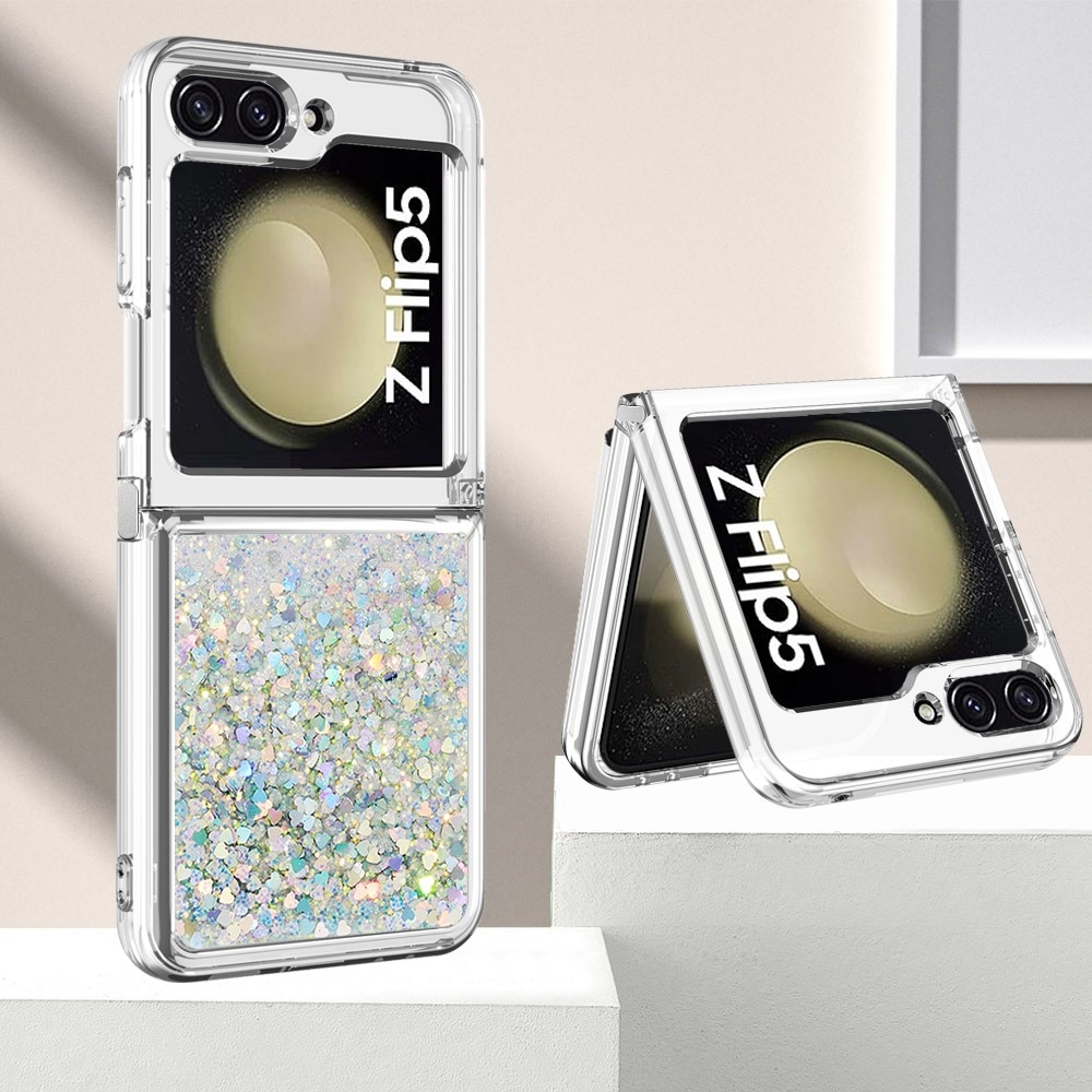 Samsung Galaxy Z Flip 5 Glitter Powder TPU Hoesje zilver