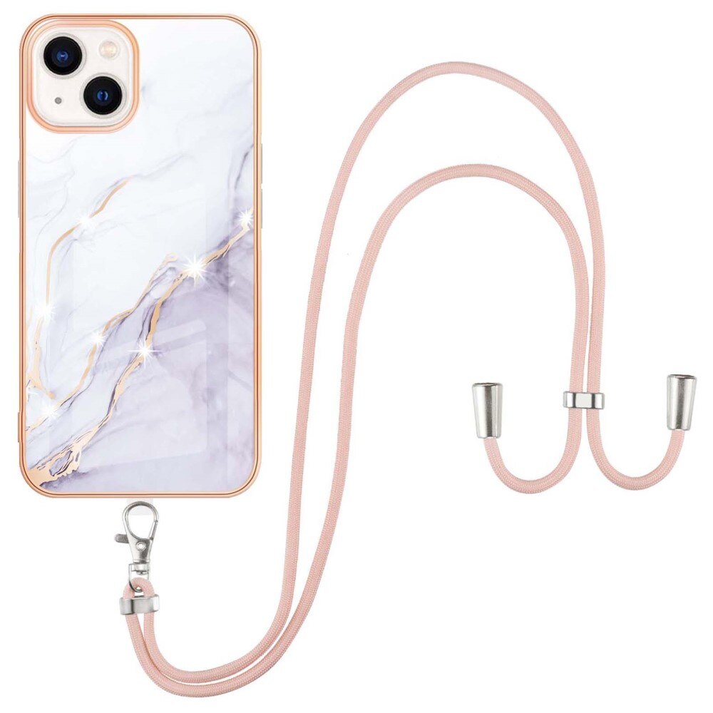 iPhone 15 Hoesje Halsband wit marmer