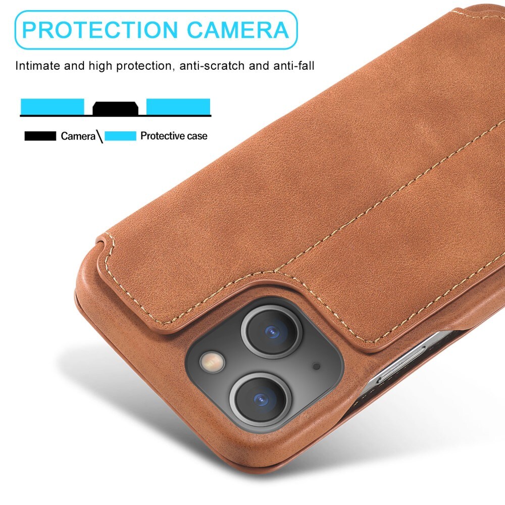 Slim Bookcover hoesje iPhone 15 cognac