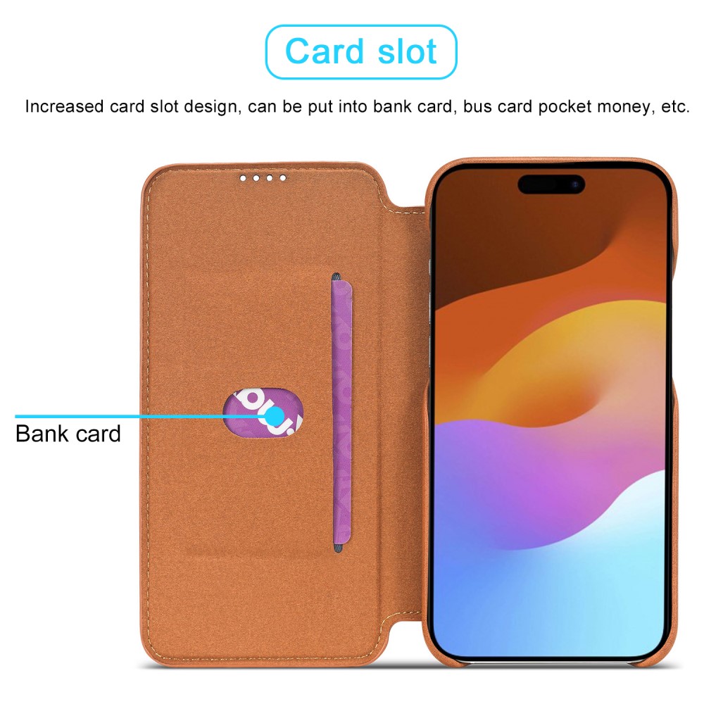 Slim Bookcover hoesje iPhone 15 cognac