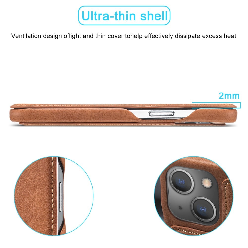 Slim Bookcover hoesje iPhone 15 cognac