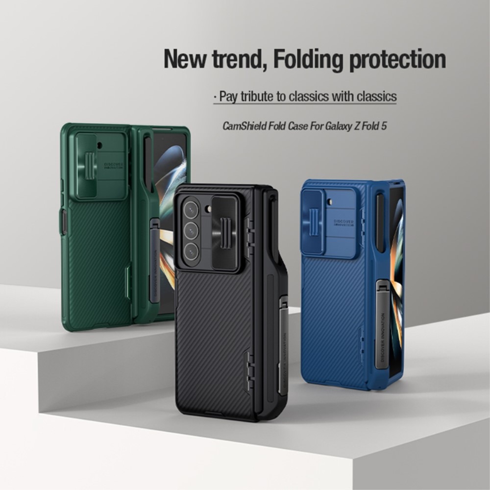 Nillkin Fold Hoesje met Camera Protector Samsung Galaxy Z Fold 5 blauw