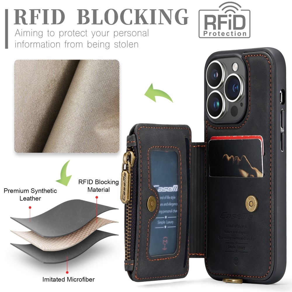 RFID blocking Multi-slot hoesje iPhone 15 Pro zwart