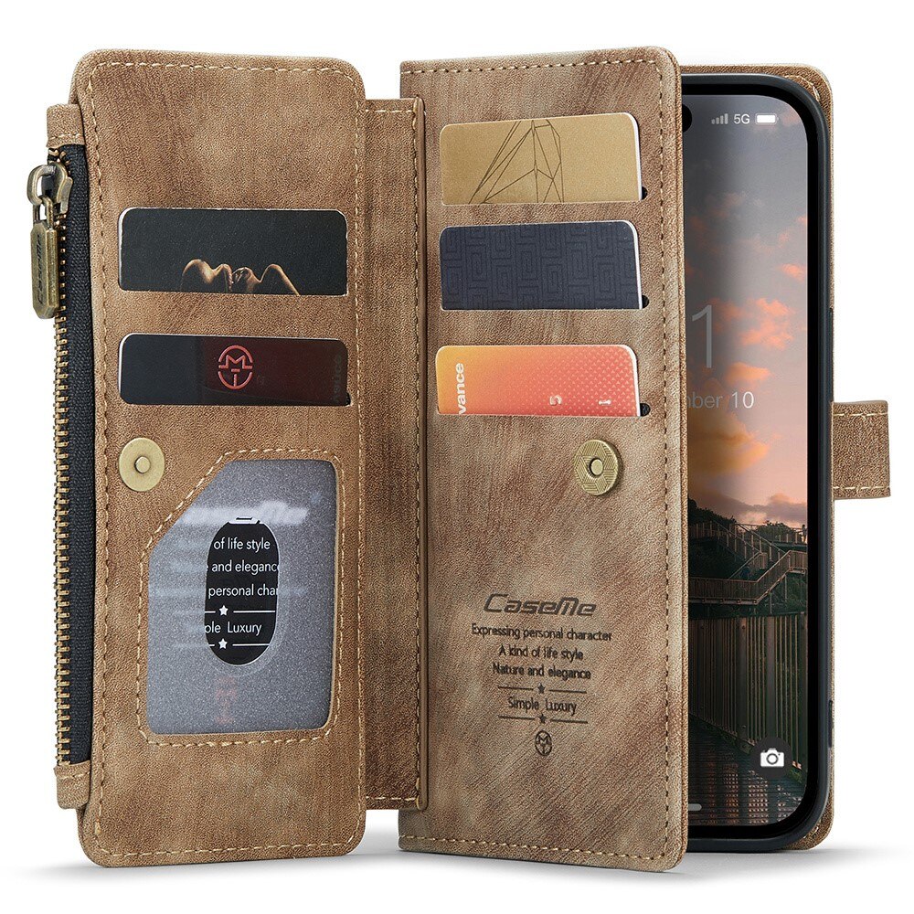 Bookcover hoesje Rits iPhone 15 Pro Max  bruin