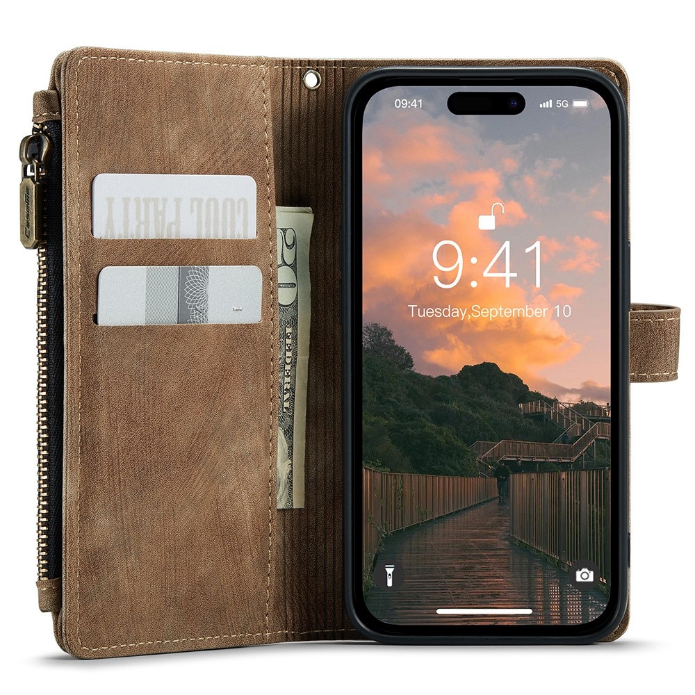 Bookcover hoesje Rits iPhone 15 Pro Max  bruin