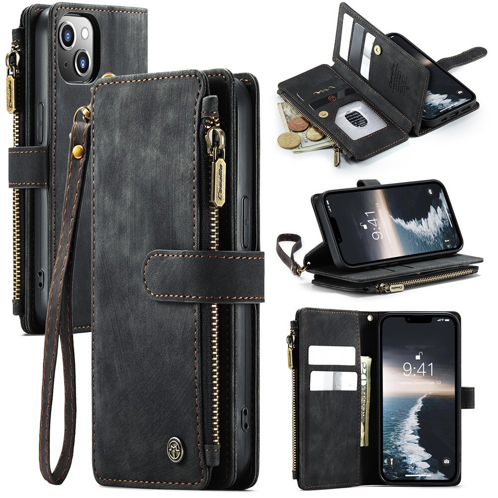 Bookcover hoesje Rits iPhone 15 Plus zwart