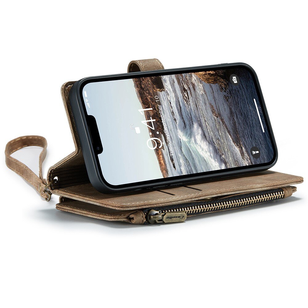 Bookcover hoesje Rits Apple iPhone 15 Plus Bruin