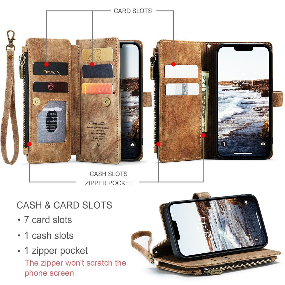 Bookcover hoesje Rits Apple iPhone 15 Plus Bruin