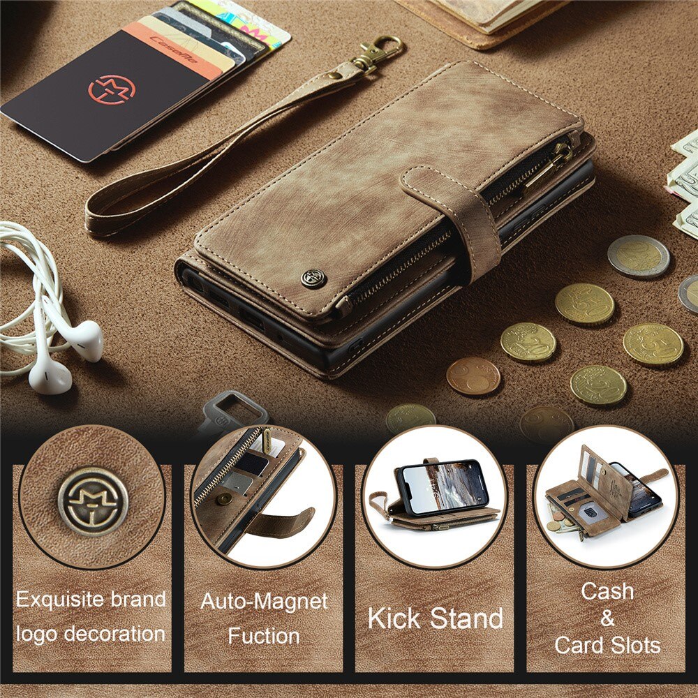 Bookcover hoesje Rits Apple iPhone 15 Plus Bruin