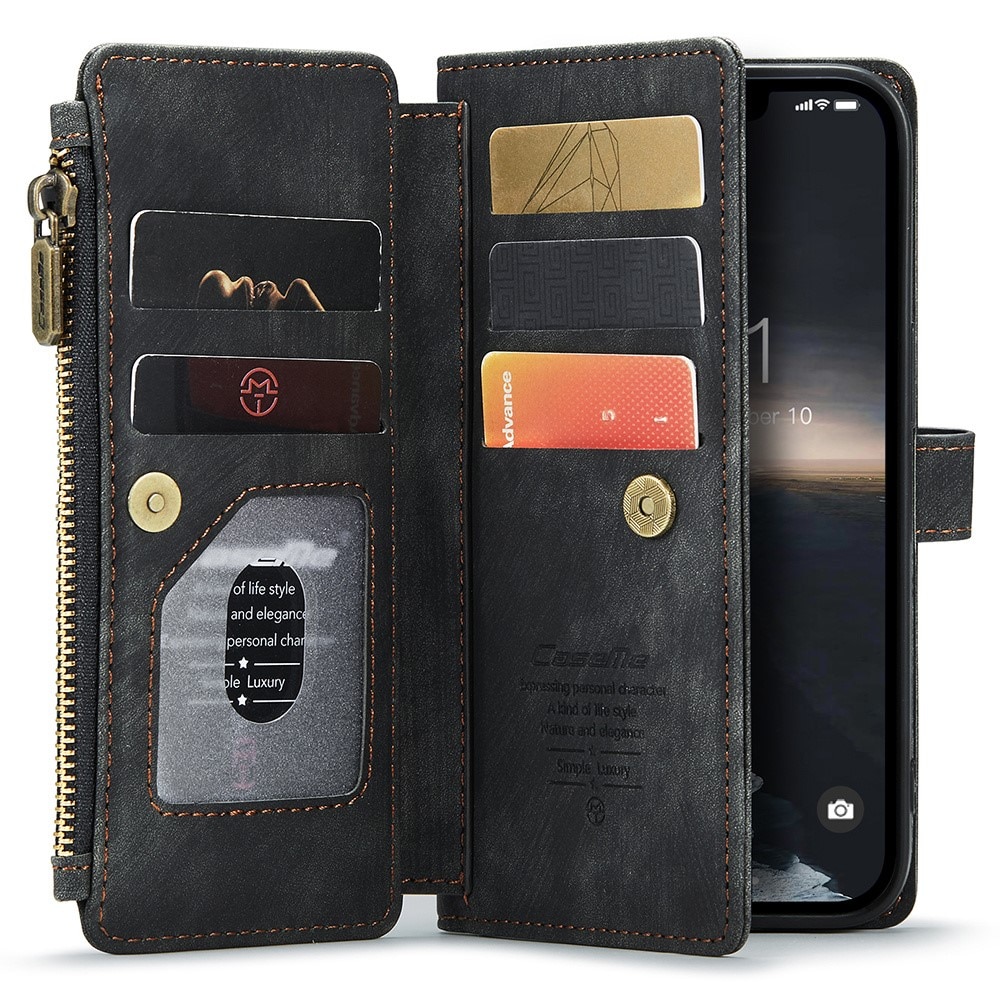 Bookcover hoesje Rits iPhone 15 Zwart